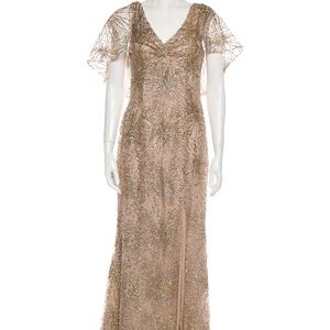 ABSOLUTELY GORGEOUS NWT GOLD SEQUIN GLITTER GOWN BY MARCHESA NOTTE!! SIZE 2 $795